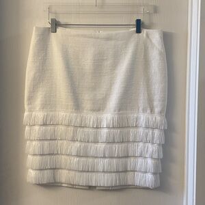 Trina Turk White Tiered Fringe Skirt